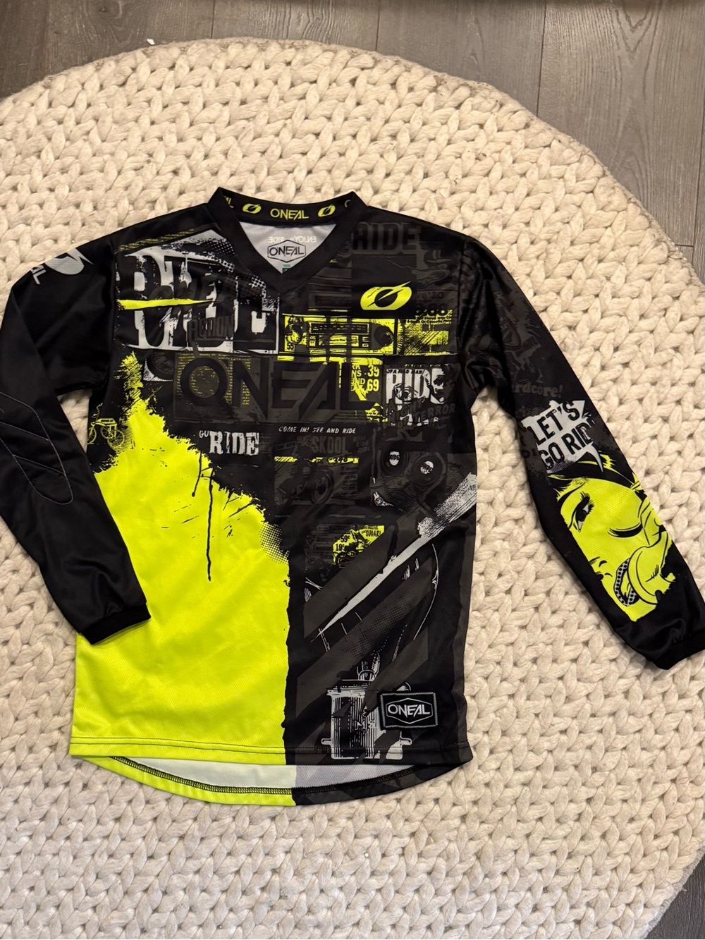 O'NEAL Youth Large/women’s XS Neon Yellow & Black Long-Sleeve Riding Jersey